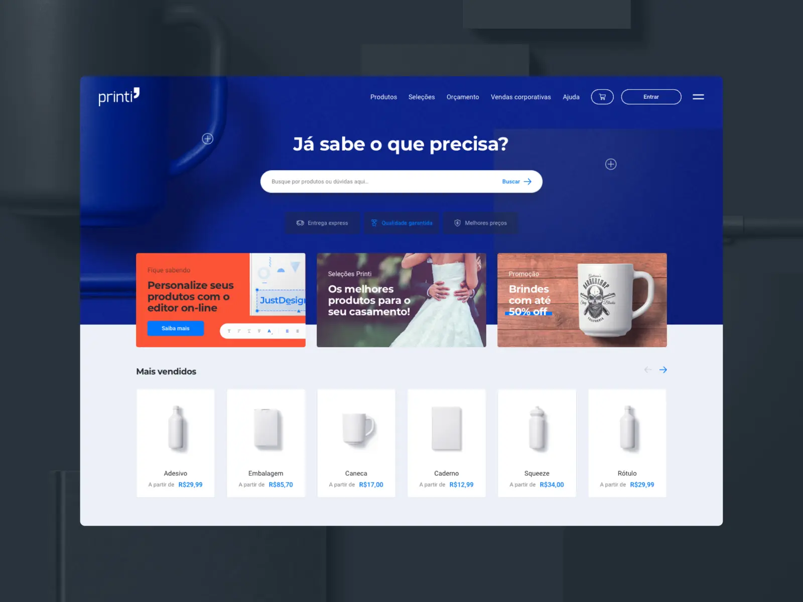 Redesenho do site da Printi